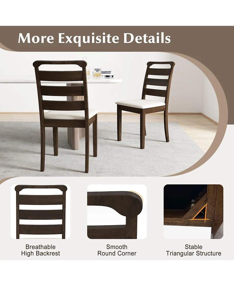 Sugift Upholstered Wooden Dining Chairs Set of Two