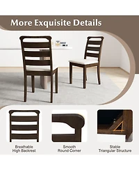 Sugift Upholstered Wooden Dining Chairs Set of Two