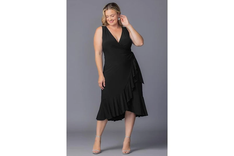 Kiyonna Plus Laguna Sleeveless Wrap Women's Dress