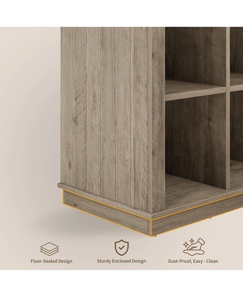 gaomon 9-Cube Storage Organizer Bookshelf, 4-Tier Farmhouse Horizontal Bookcase, Wood Storage