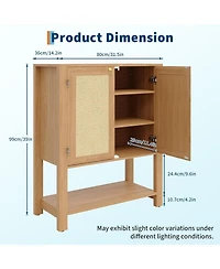 gaomon Rattan Shoe Cabinet for Entryway, Farmhouse Boho 5 Tier Rack Freestanding Wood Storage with Adjustable Shelves