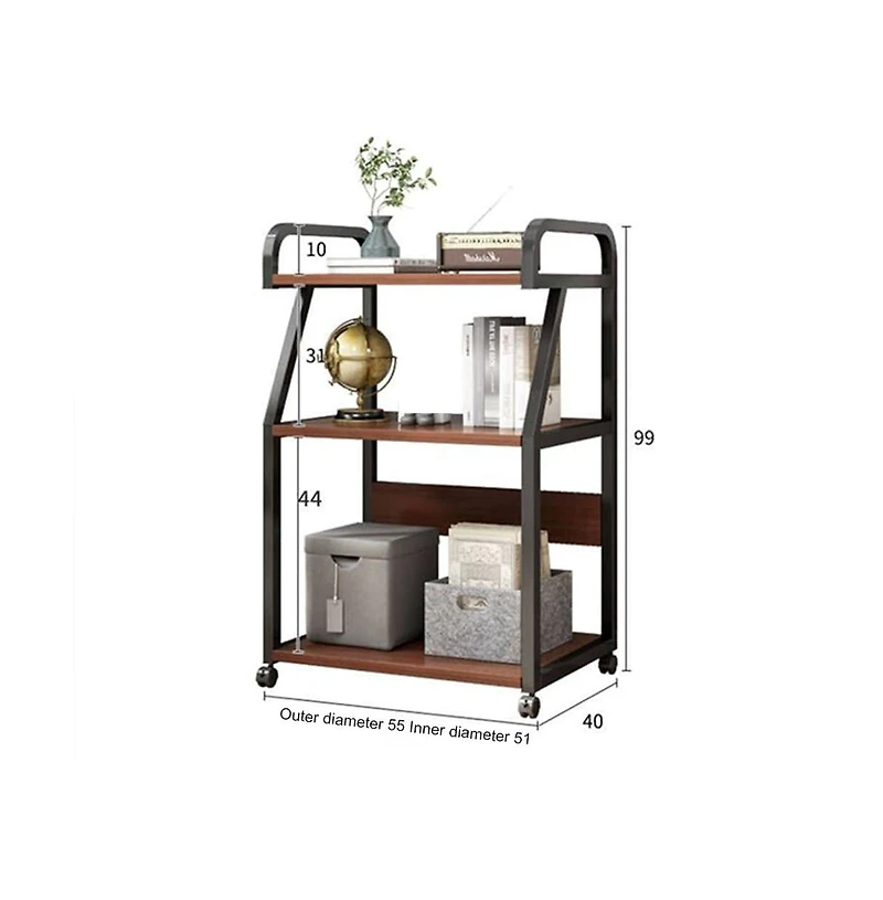 gaomon 3-Tier Rolling Printer Stand with Wheels, Mobile Printer Table Storage Cart