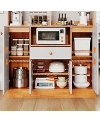 gaomon Wooden Sideboard Buffet Cabinet with Drawers and Adjustable Shelves, Large Coffee Bar Storage