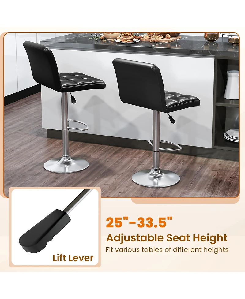 Gymax 4 Pcs Bar Stools Pu Leather Swivel Chairs Height Adjustable Upholstered Barstools
