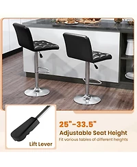 Gymax 4 Pcs Bar Stools Pu Leather Swivel Chairs Height Adjustable Upholstered Barstools