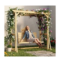 Homsee Solid Wood Pavilion Style Swing Chair, Garden Swing, Porch Swing