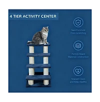 Zeus & Ruta 4 Tier Cat Tree Step Tower Pet Activity Center with Sisal Scratching Post for Indoor Cats