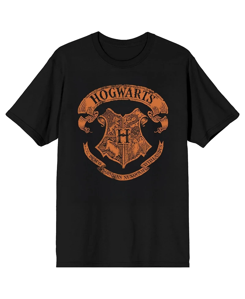 Harry Potter Men's Hogwarts Official Seal Adult Crew Neck Short Sleeve T-shirt