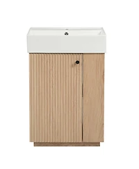 Sillysis Bathroom Vanity with Ceramic Sink, Mdf Cabinet, Soft Close Door and Tissue Holder for Small Spaces