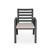 LeisureMod Chelsea Outdoor Dining Armchair - Modern Patio Chair with Aluminum Frame, Weather Resistant Uv-Protected Cushions Olefin Fabric.