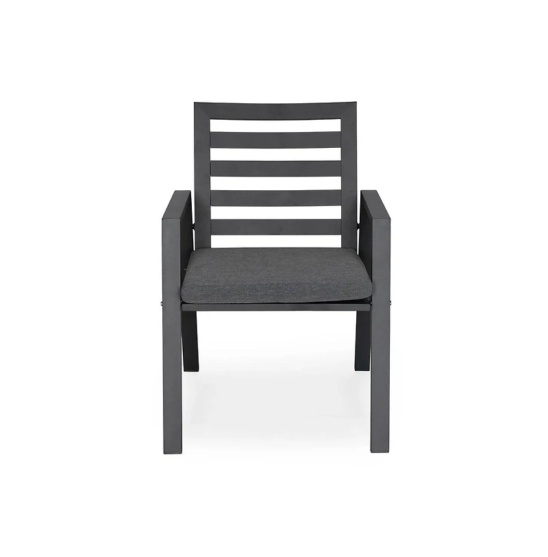 LeisureMod Chelsea Outdoor Dining Armchair - Modern Patio Chair with Aluminum Frame, Weather Resistant Uv-Protected Cushions Olefin Fabric.