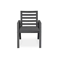 LeisureMod Chelsea Outdoor Dining Armchair - Modern Patio Chair with Aluminum Frame, Weather Resistant Uv-Protected Cushions Olefin Fabric.