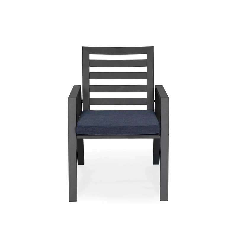 LeisureMod Chelsea Outdoor Dining Armchair - Modern Patio Chair with Aluminum Frame, Weather Resistant Uv-Protected Cushions Olefin Fabric.