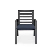 LeisureMod Chelsea Outdoor Dining Armchair - Modern Patio Chair with Aluminum Frame, Weather Resistant Uv-Protected Cushions Olefin Fabric.