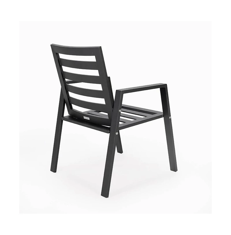 LeisureMod Chelsea Outdoor Dining Armchair Set of 2, Modern Patio Chair with Aluminum Frame, Weather Resistant Uv-Protected Cushions Olefin Fabric