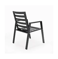 LeisureMod Chelsea Outdoor Dining Armchair Set of 2, Modern Patio Chair with Aluminum Frame, Weather Resistant Uv-Protected Cushions Olefin Fabric