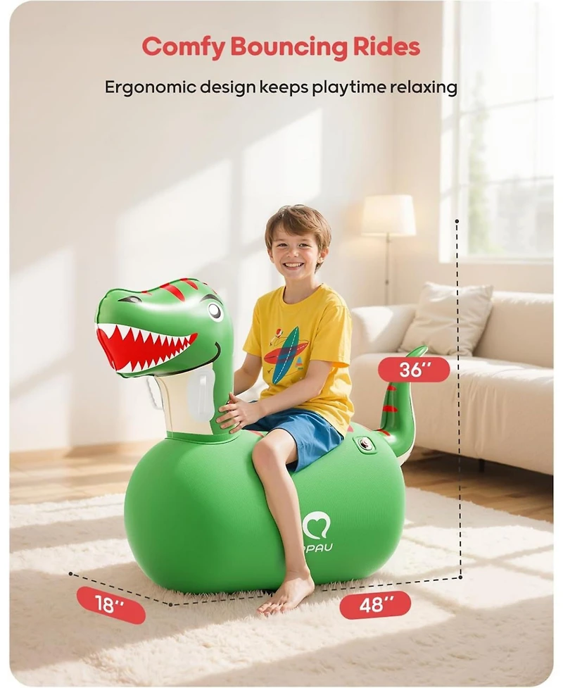 Qpau Infatable Bouncy Toys with Hand Pump, Heavy Duty Giant Bouncy Pal, 220lbs Load Capacity, Ride On Bouncy Animal Hopper Toy