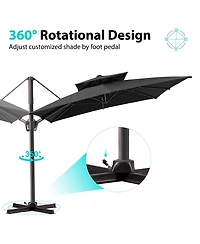 Pellebant Outdoor Patio Double Top 9x11FT Aluminum Cantilever Umbrella 360degree(s) Rotation