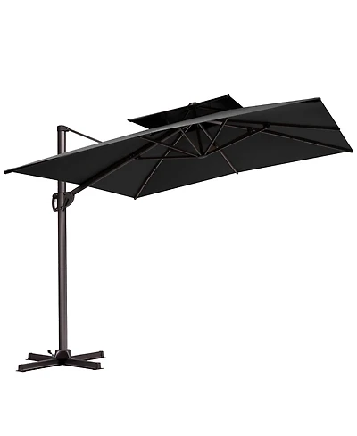 Pellebant Outdoor Patio Double Top 9x11FT Aluminum Cantilever Umbrella 360degree(s) Rotation