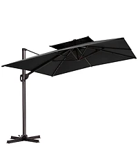 Pellebant Outdoor Patio Double Top 9x11FT Aluminum Cantilever Umbrella 360degree(s) Rotation