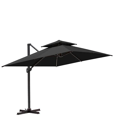 Pellebant Outdoor Patio Aluminum Double Top Cantilever Umbrella