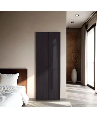 Flynama Wengue 66.9inch 2Door Armoire with 4 Shelves Bedroom Storage Cabinet