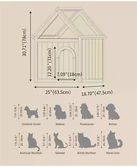 Zeus and Ruta Fsc Cedar Pet House Transparent Roof Floral Carvings Indoor Cat Dog Shelter