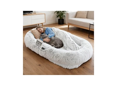 Zeus and Ruta Orthopedic Cat Bed with Washable Faux Fur for People and Pets