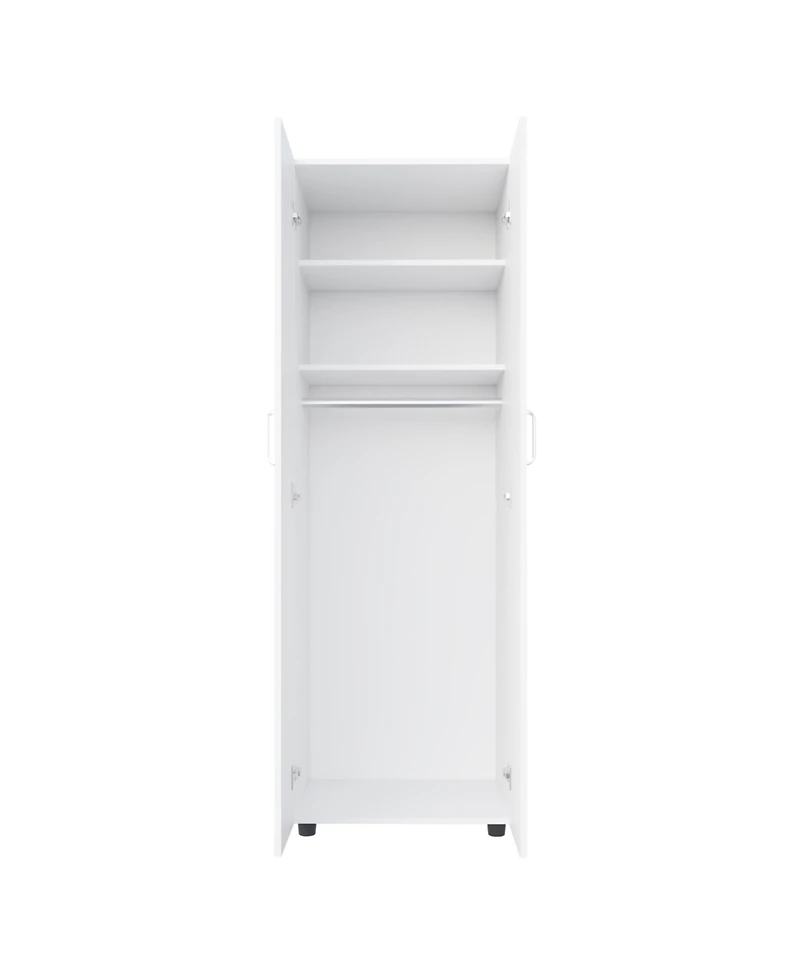 Flynama Double Door Armoire with 2 Storage Shelves and Hanging Rod for Bedroom Organization