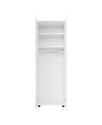Flynama Double Door Armoire with 2 Storage Shelves and Hanging Rod for Bedroom Organization