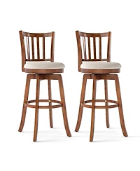 Gymax 30.5'' Swivel Barstools Set of 2 w/Backrest and Upholstered Seat Footrest for Pub