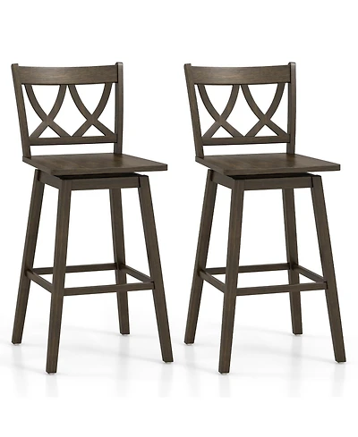 Sugift Wooden Bar Stools Set of Two with Solid Wood Frame