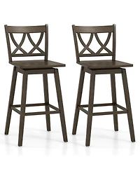 Sugift Wooden Bar Stools Set of Two with Solid Wood Frame