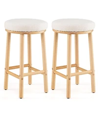 Sugift Upholstered Bar Stools Set of Two with Boucle Fabric Seats