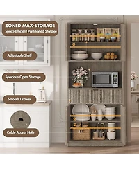 gaomon 70" Tall Kitchen Pantry Cabinet with Doors, Fluted Drawer and Adjustable Shelves