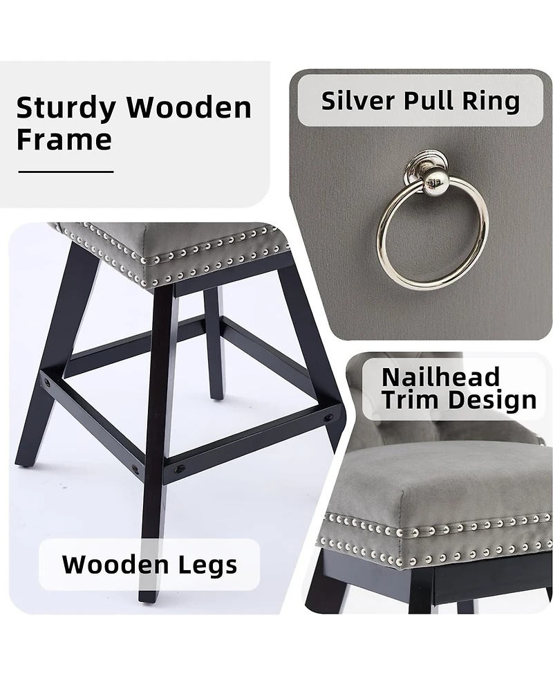 Rainsken Velvet Bar Stools Set of 2