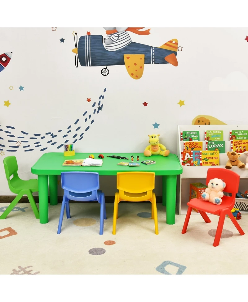 Sugift Kids Plastic Table and Four Chairs Set for Playroom