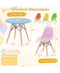Sugift Five Piece Kids Colorful Table Set with Four Chairs