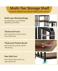 gaomon Tier Adjustable Mini Fridge Stand with Storage Shelf, Heavy Duty Kitchen Rack with 3 Power Outlets And Air Switch, Microwave and Coffee Bar