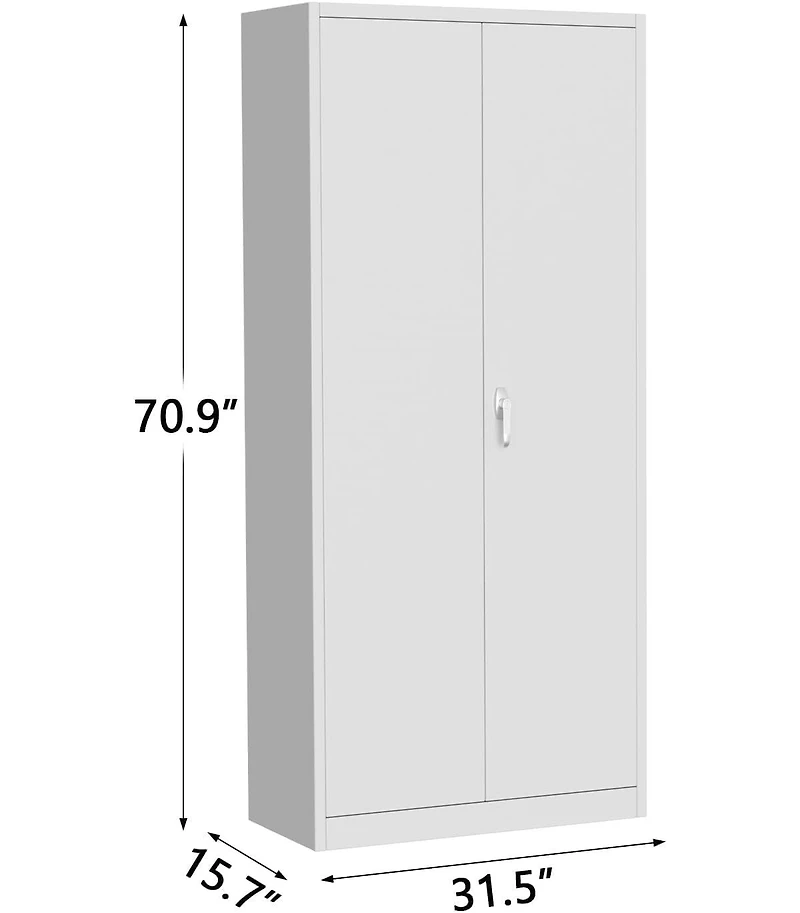 gaomon Secure Metal Storage Cabinet 71" 4 Adjustable Shelves, Double Lockable Doors, Adjustable Feet Steel Utility Filing