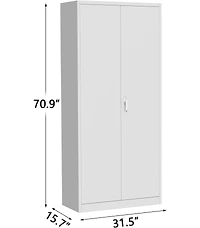 gaomon Secure Metal Storage Cabinet 71" 4 Adjustable Shelves, Double Lockable Doors, Adjustable Feet Steel Utility Filing
