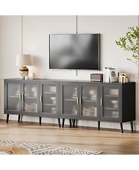 gaomon Sideboard Buffet Cabinet Set of 2, 48" Buffet Cabinetwith Ribbed Glass Doors, Modern Dining Room Sideboard for Kitchen and Dining