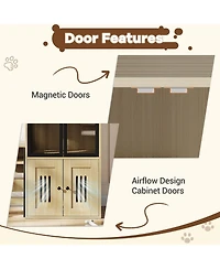 gaomon Cat Litter Box Furniture, 2 Tier Enclosed Furniture with Doors, Hidden Storage and Ladder