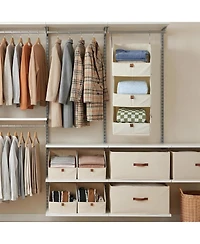 Gaomon 4 tier hanging closet organizer with non woven fabric shelves and collapsible baskets-space saving storage for bedroom, dorm, or Rv.