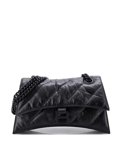 Pre-Owned Balenciaga Crush Chain Flap Bag Quilted Crushed Calfskin