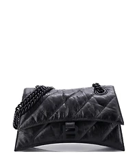 Pre-Owned Balenciaga Crush Chain Flap Bag Quilted Crushed Calfskin