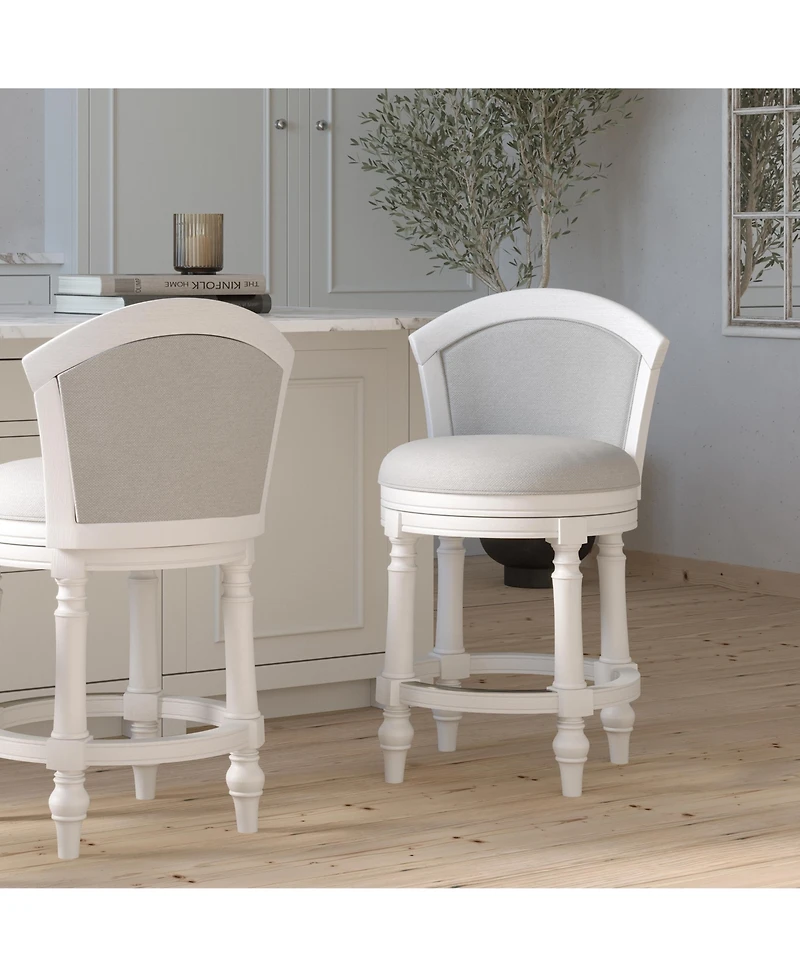 Boyel Living Wood Swivel Bar Stool with Upholstered Seat and Back, Farmhouse Turned Leg Counter Chair Rustic Bar Stool