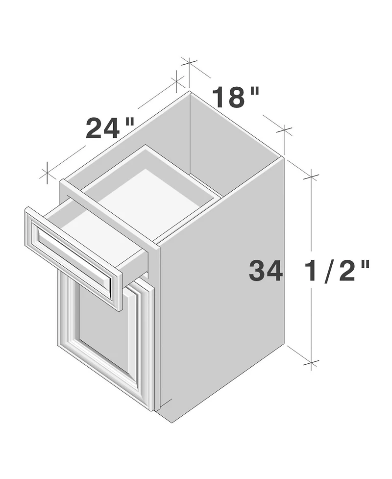 Boyel Living 18" Single Base Cabinet with Full Overlay Hdf Door and Dovetail Drawer