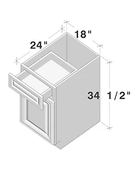 Boyel Living 18" Single Base Cabinet with Full Overlay Hdf Door and Dovetail Drawer