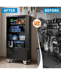 gaomon 67in Garage Storage Cabinet with Door Pegboard,Lockable Metal Storage Cabinet with Adjustable Shelves